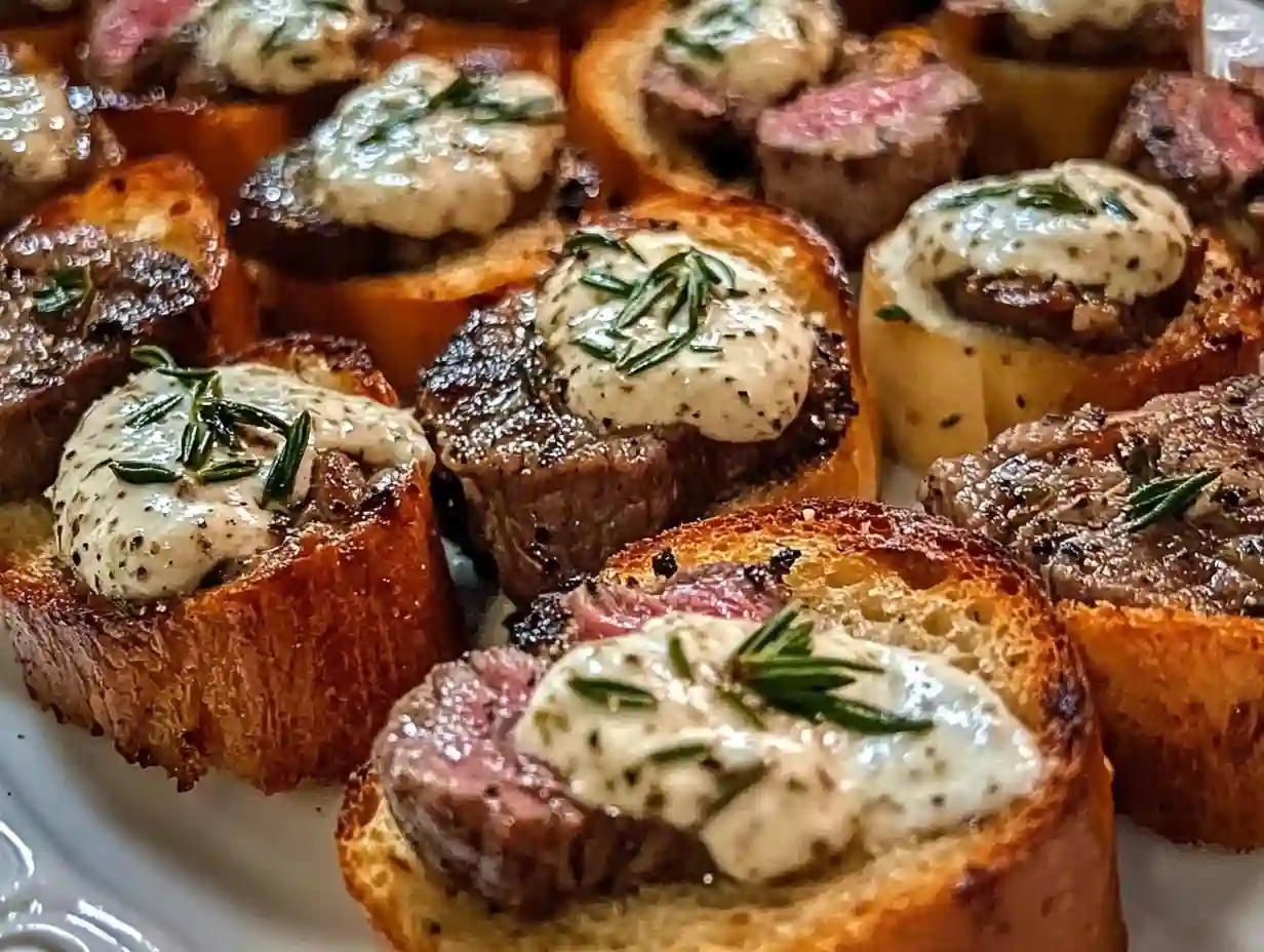 Garlic Bread Steak Bites With Horseradish Cream