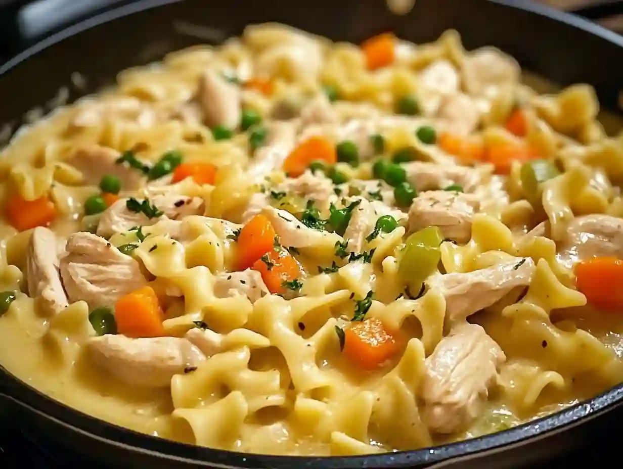 Chicken Pot Pie Noodle Skillet – Comfort Food Made Fast in One Pan