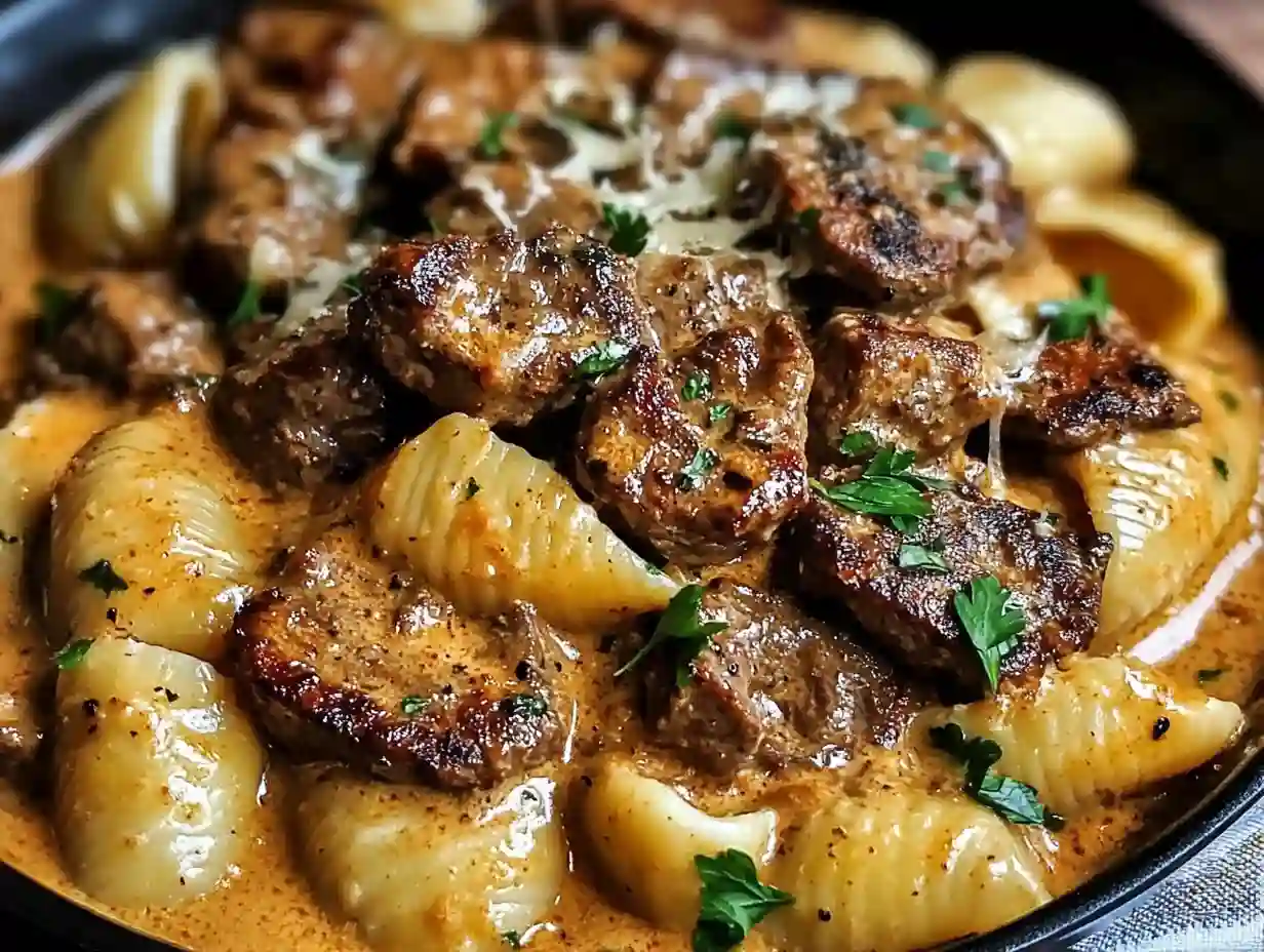 Garlic Butter Steak Bites & Creamy Parmesan Shells: A One‑Pan Restaurant‑Quality Meal