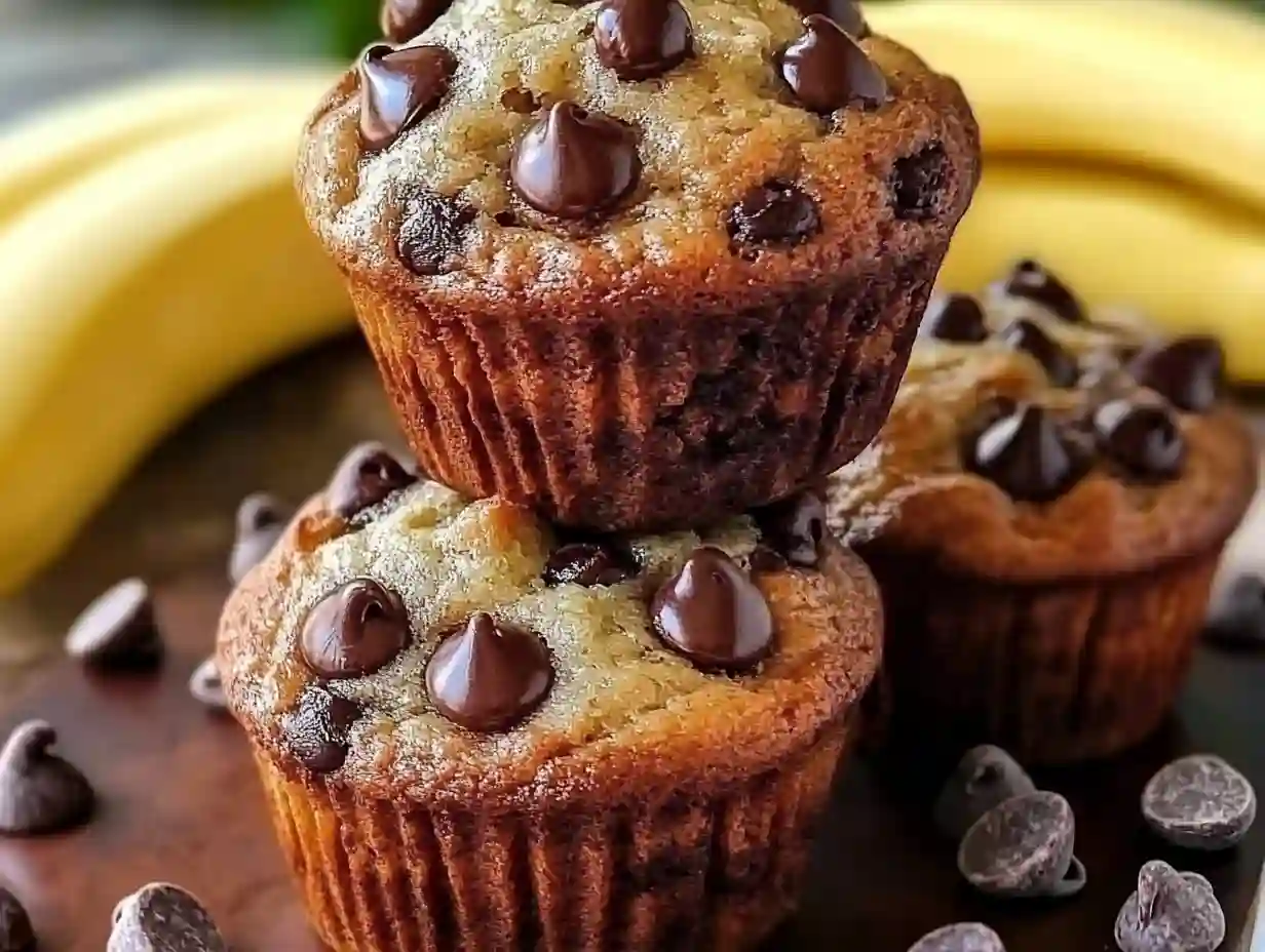 Banana Chocolate Chip Muffins – Soft, Sweet, and Perfectly Chocolatey