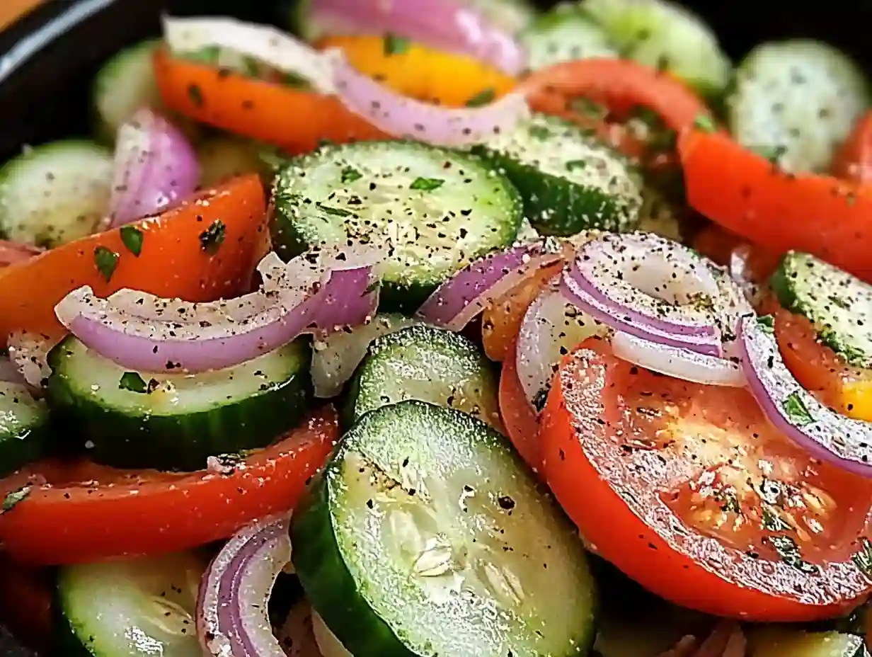 Cucumber, Tomato, and Onion Salad – A Refreshing Classic You Can Make in Minutes