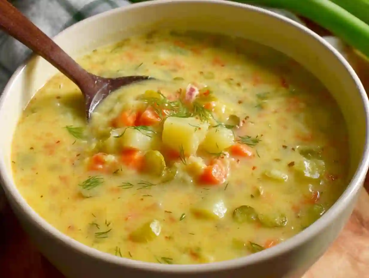 Tangy Dill Pickle Potato Soup